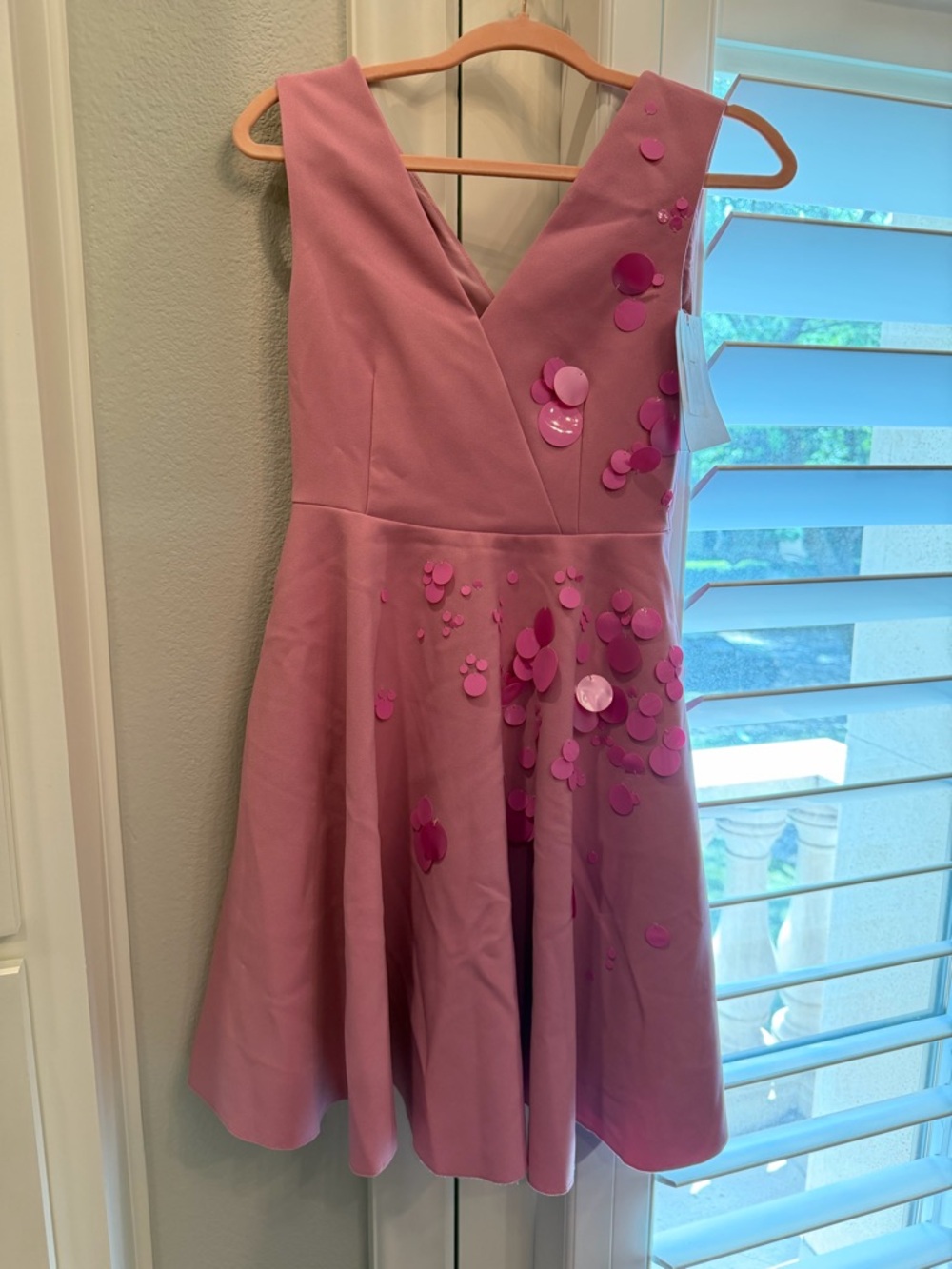 New MSGM Milano Mauve Pink Sequin Appliqué Formal Dress